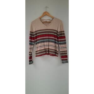 Vintage Women's Tommy Hilfiger Y2K Stripe Long Sleeve Shirt M
